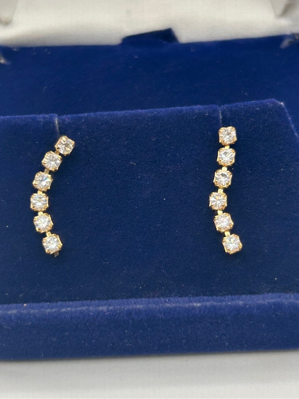 VTG Gold Drop Cubic Zirconia Diamond Earrings Dangle Style​ - Picture 6 of 13